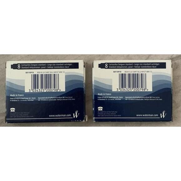 Fountain Pen Ink Cartridges, Long, Mysterious Blue, 8 Count Lot Of 2 - Picture 2 of 2